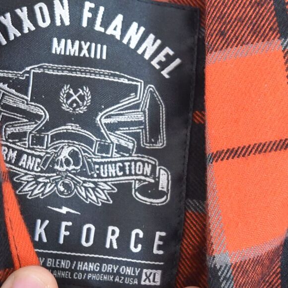 Dixxon WorkForce Flannel XL Orange Black Plaid Parts Unlimited Patch Huntsville - Picture 4 of 7